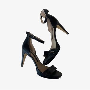 French Connection black sandal stiletto, ankle strap, size 8.5.
